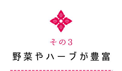 野菜やハーブが豊富